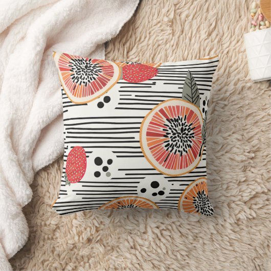 Bold Citrus Slice Stripes (3) クッション (ブランケット)