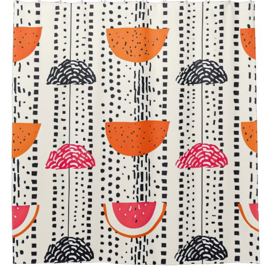 Bold Citrus Slice Stripes (5) シャワーカーテン (正面)