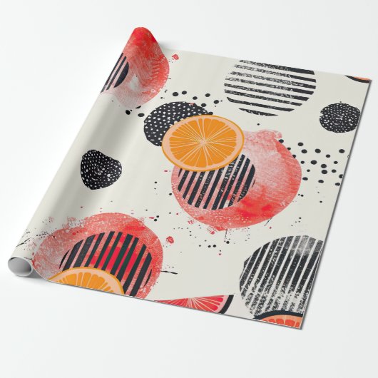 Bold Citrus Slice Stripes (6) ラッピングペーパー (アンロールド)