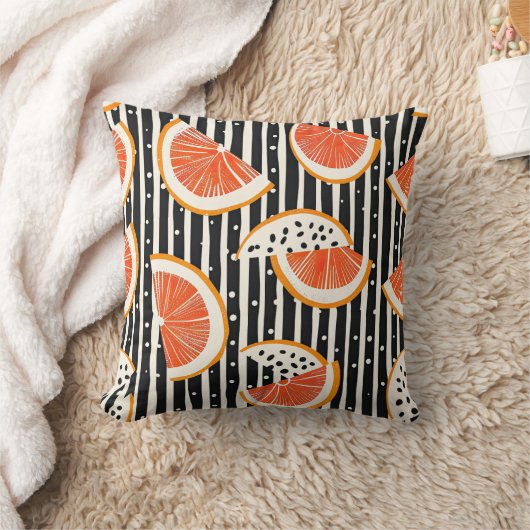 Bold Citrus Slice Stripes (8) クッション (ブランケット)