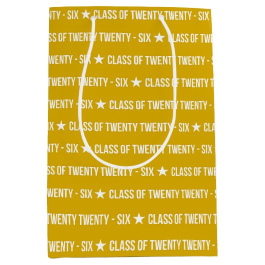 Bold Class of 2026 Graduation Pattern ミディアムペーパーバッグ (正面)