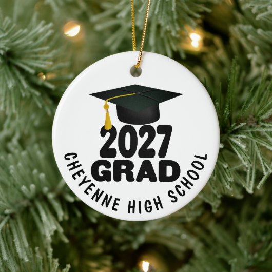 Bold Class of 2027 Photo Graduation セラミックオーナメント (ツリー)