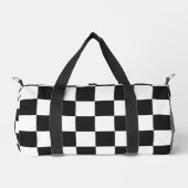 Bold Classic Retro Black and White Checkered  ダッフルバッグ (正面)