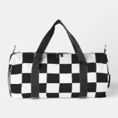 Bold Classic Retro Black and White Checkered ダッフルバッグ (裏面)