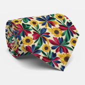 Bold Color-Block Floral Pattern ネクタイ (ロール)