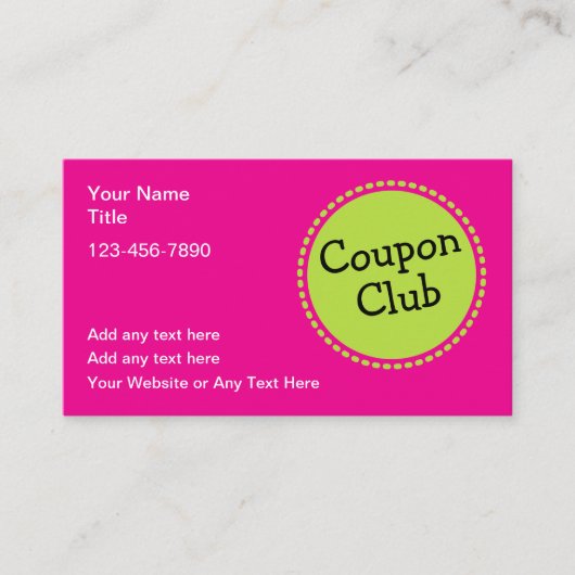 Bold Color Coupon Club Business Cards 名刺 (正面)