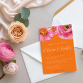 Bold Color Floral Wedding Invitation 招待状