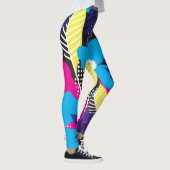 Bold Colorful Abstract Floral Pattern レギンス (右)