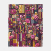 Bold Colorful Boho Floral Patchwork Pattern フリースブランケット (正面)