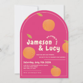Bold, colorful citrus wedding invitation 招待状