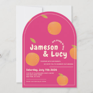 Bold, colorful citrus wedding invitation 招待状
