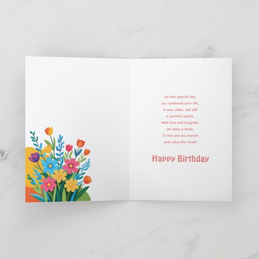 Bold colorful Spring Flowers Birthday カード (内部)