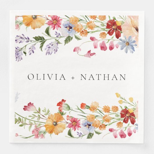 Bold Colorful Watercolor Wildflowers Wedding (正面)