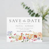 Bold Colorful Watercolor Wildflowers Wedding セーブザデート (スタンド正面)