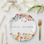 Bold Colorful Watercolor Wildflowers Wedding ペーパープレート<br><div class="desc">Bold Colorful Watercolor Wildflowers Wedding Paper Plates

See matching collection in Niche and Nest Store</div>