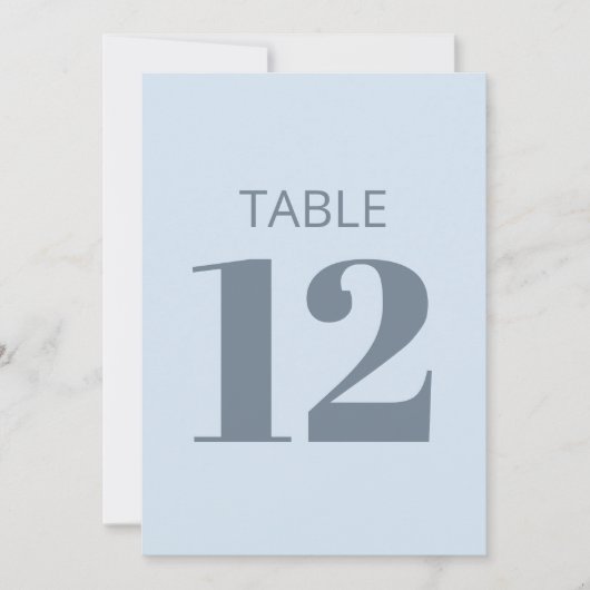 Bold Cool Soft Light Blue Modern Table Number Sign 招待状 (正面)