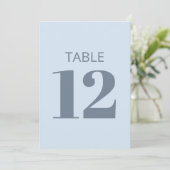 Bold Cool Soft Light Blue Modern Table Number Sign 招待状 (スタンド正面)