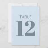 Bold Cool Soft Light Blue Modern Table Number Sign 招待状 (裏面)