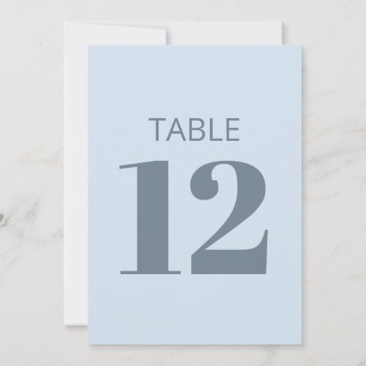 Bold Cool Soft Light Blue Modern Table Number Sign 招待状 (裏面)
