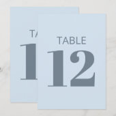 Bold Cool Soft Light Blue Modern Table Number Sign 招待状 (正面/裏面)