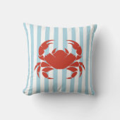 Bold Crab and Blue Stripes Ocean Beach Decor クッション (正面)