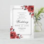 Bold Crimson Floral Wedding 招待状 (スタンド正面)