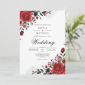 Bold Crimson Rose Botanical Wedding 招待状 (スタンド正面)