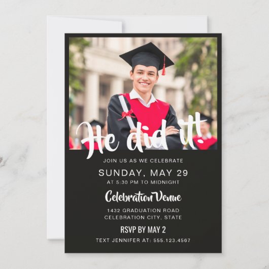 Bold Custom Graduation Announcement & Party Invite 招待状 (裏面)