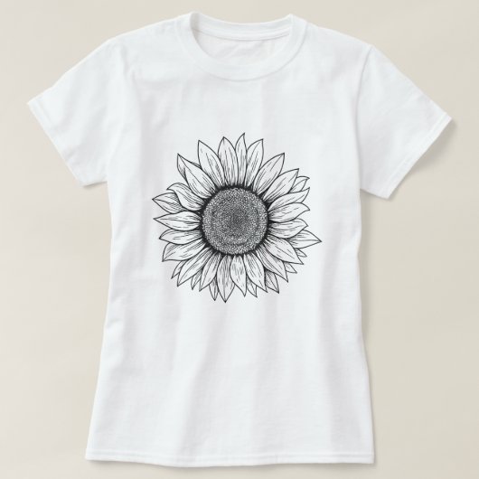 Bold Daisy Line Art; Simple Summer Flower  Tシャツ (デザイン正面)