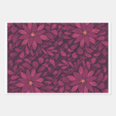 Bold Dark Magenta Floral Pattern Wrapping Paper ラッピングペーパーシート (正面2)