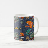 Bold dinosaur mug pattern for boys コーヒーマグカップ (正面右)