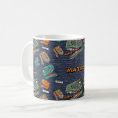 Bold dinosaur mug pattern for boys コーヒーマグカップ (正面左)