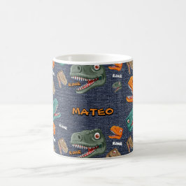 Bold dinosaur mug pattern for boys コーヒーマグカップ