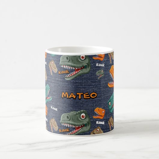Bold dinosaur mug pattern for boys コーヒーマグカップ (中央)