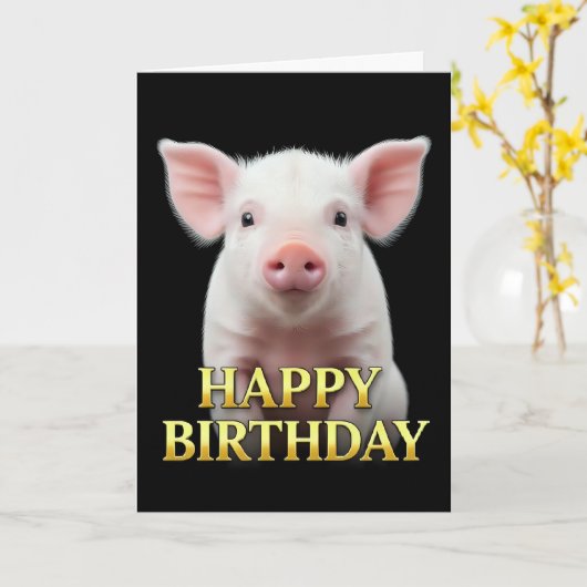 BOLD DISTINCT CLOSEUP PIGLET 誕生日カード カード (黄色い花)