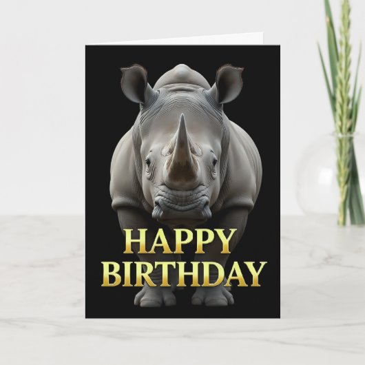 BOLD DISTINCT CLOSEUP RHINO 誕生日カード カード (正面)