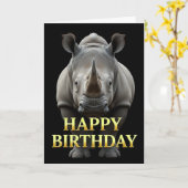 BOLD DISTINCT CLOSEUP RHINO 誕生日カード カード (黄色い花)