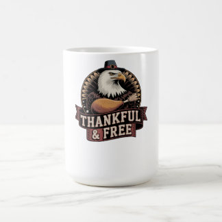 Bold Eagle Head Thankful & Free Vintage Graphic コーヒーマグカップ