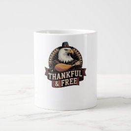 Bold Eagle Head Thankful & Free Vintage Graphic ジャンボコーヒーマグカップ
