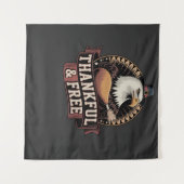 Bold Eagle Head Thankful & Free Vintage Graphic タペストリー (正面(横))