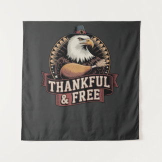 Bold Eagle Head Thankful & Free Vintage Graphic タペストリー