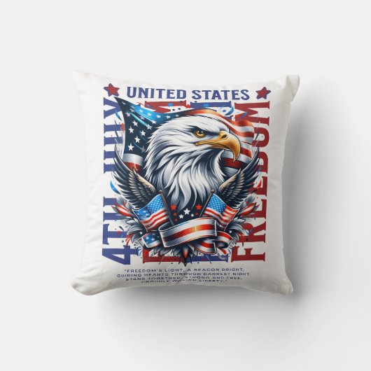 Bold Eagle Patriotic 4th of July Pillow クッション (正面)
