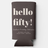 Bold Earthy Brown Modern 50th Birthday Custom  スリム缶クーラー (裏面)