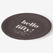 Bold Earthy Brown Modern 50th Birthday Custom ペーパープレート (アングル)