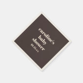 Bold Earthy Brown Modern Fun Custom Baby Shower スタンダードカクテルナプキン (角)