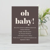 Bold Earthy Brown Modern Fun Simple Baby Shower 招待状 (スタンド正面)