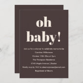 Bold Earthy Brown Modern Fun Simple Baby Shower 招待状 (正面/裏面)