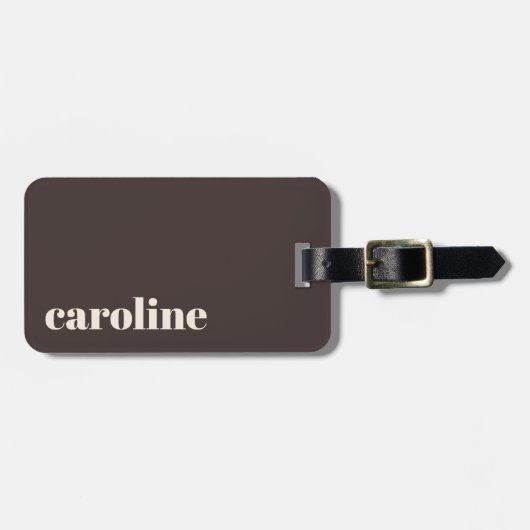 Bold Earthy Brown Modern Personalized Name ラゲッジタグ (正面横)