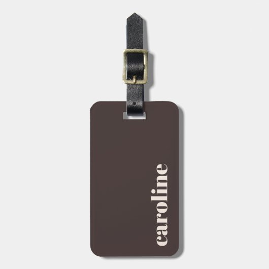 Bold Earthy Brown Modern Personalized Name ラゲッジタグ (正面縦)