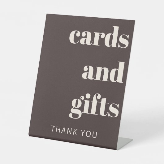 Bold Earthy Brown Modern Wedding Cards Gifts 台座サイン (正面)